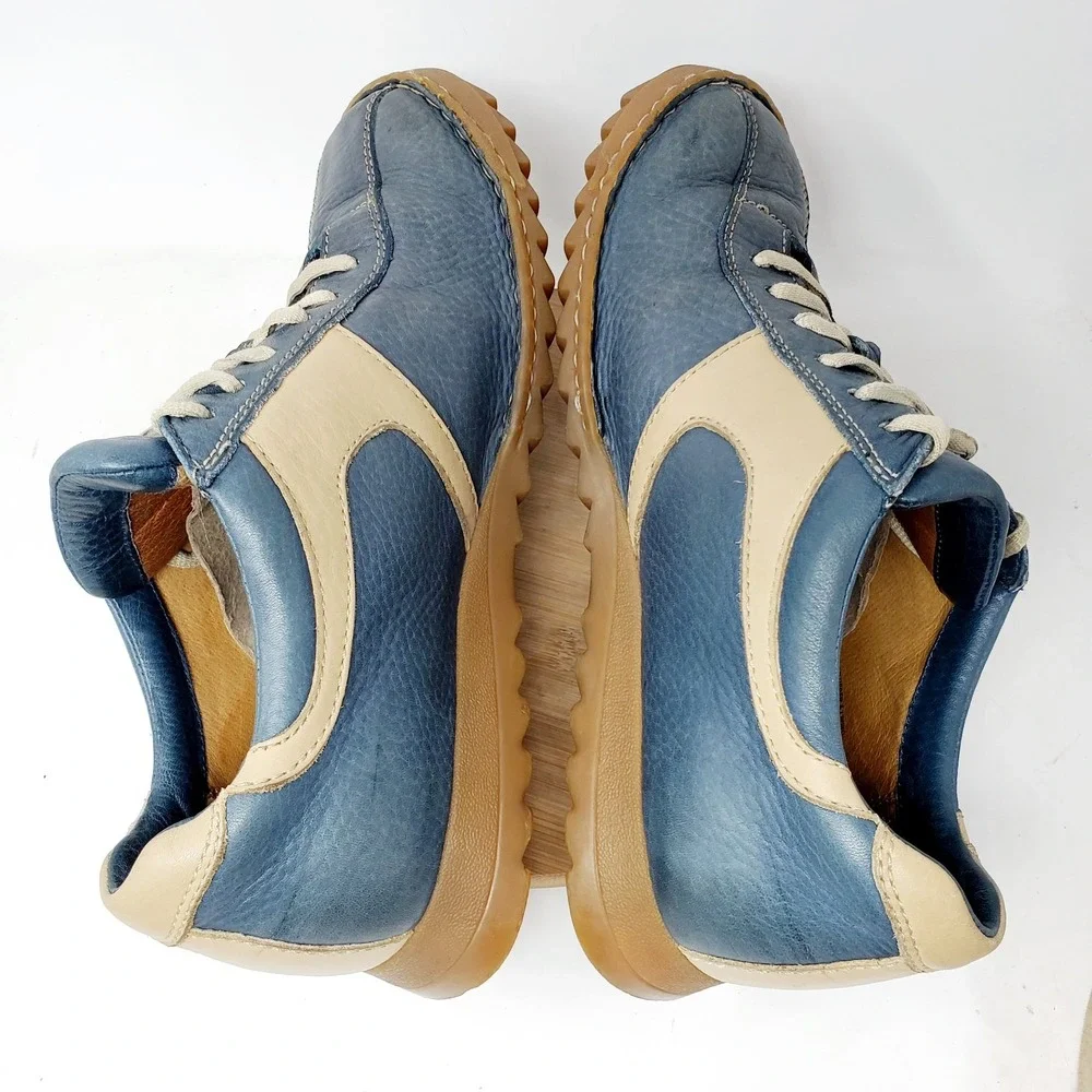 Born Shoes Mens 11 Euro Retro Bowling Distressed Blue Leather Pelotas Sneaker